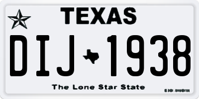 TX license plate DIJ1938