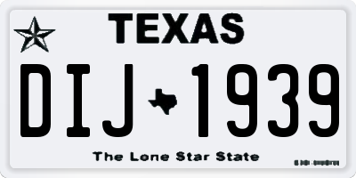 TX license plate DIJ1939