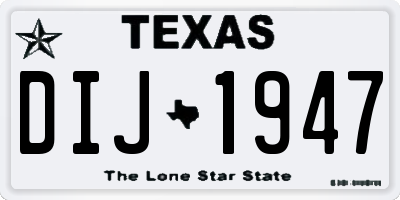 TX license plate DIJ1947