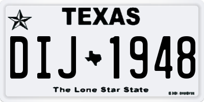 TX license plate DIJ1948
