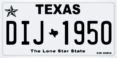 TX license plate DIJ1950