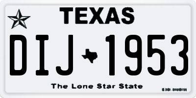TX license plate DIJ1953
