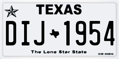 TX license plate DIJ1954