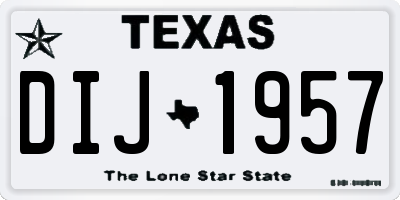 TX license plate DIJ1957