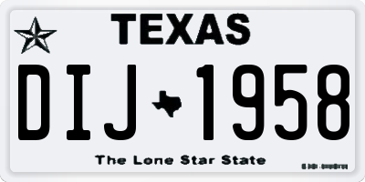 TX license plate DIJ1958