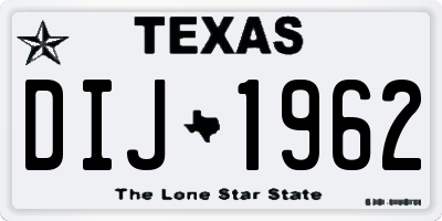TX license plate DIJ1962