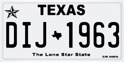 TX license plate DIJ1963