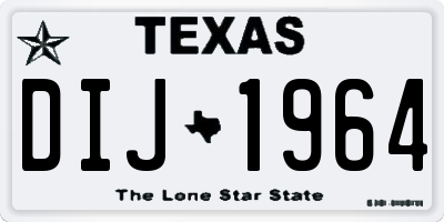 TX license plate DIJ1964