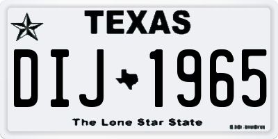 TX license plate DIJ1965