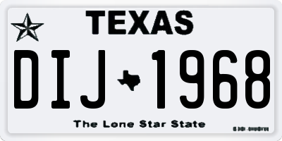 TX license plate DIJ1968