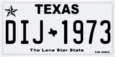 TX license plate DIJ1973