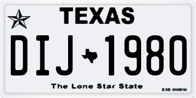 TX license plate DIJ1980