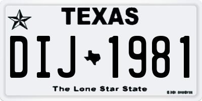 TX license plate DIJ1981