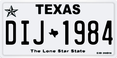 TX license plate DIJ1984