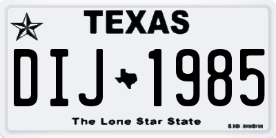 TX license plate DIJ1985