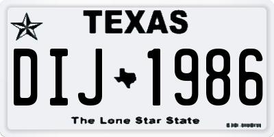 TX license plate DIJ1986