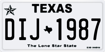 TX license plate DIJ1987