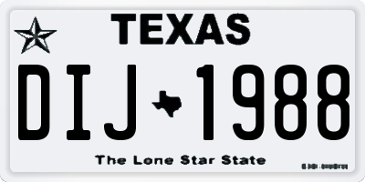 TX license plate DIJ1988