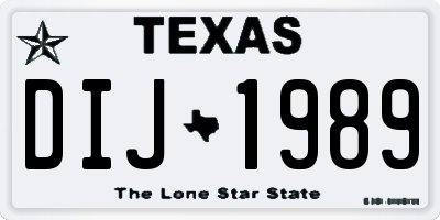 TX license plate DIJ1989
