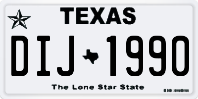 TX license plate DIJ1990