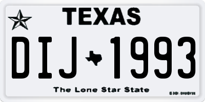 TX license plate DIJ1993