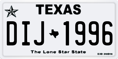 TX license plate DIJ1996