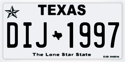 TX license plate DIJ1997