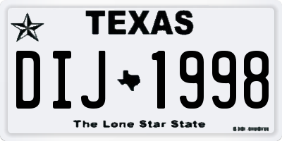 TX license plate DIJ1998
