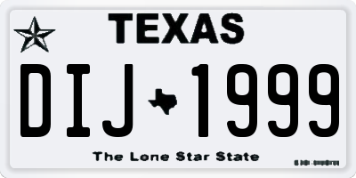 TX license plate DIJ1999