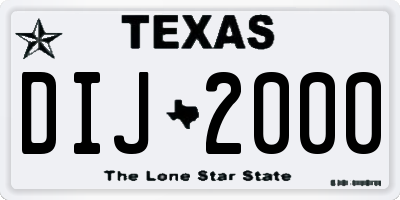 TX license plate DIJ2000