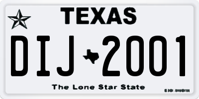 TX license plate DIJ2001