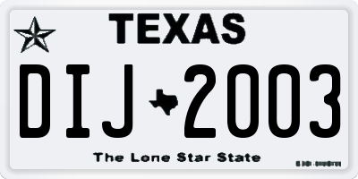 TX license plate DIJ2003