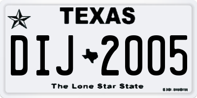 TX license plate DIJ2005