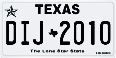TX license plate DIJ2010