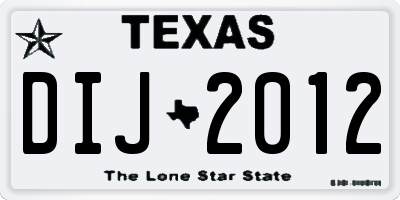TX license plate DIJ2012
