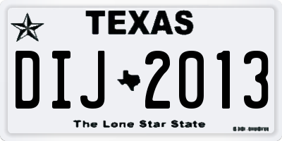 TX license plate DIJ2013