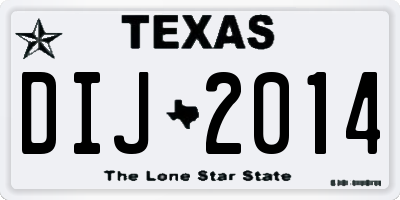 TX license plate DIJ2014