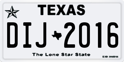 TX license plate DIJ2016