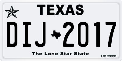 TX license plate DIJ2017