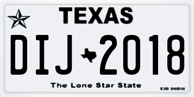 TX license plate DIJ2018