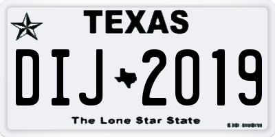 TX license plate DIJ2019