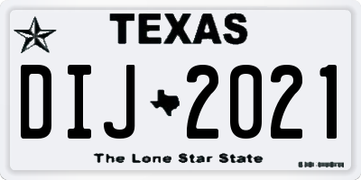 TX license plate DIJ2021