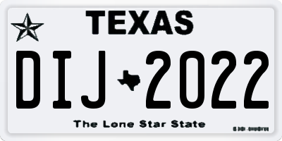TX license plate DIJ2022