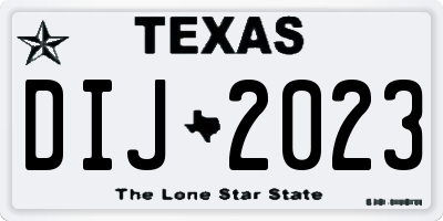 TX license plate DIJ2023