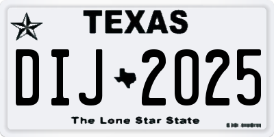 TX license plate DIJ2025