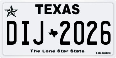TX license plate DIJ2026