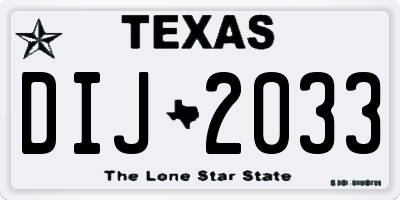 TX license plate DIJ2033
