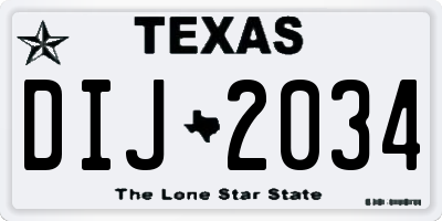 TX license plate DIJ2034