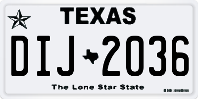 TX license plate DIJ2036