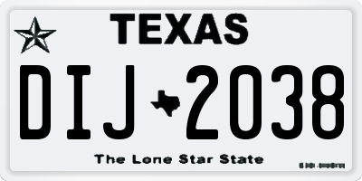 TX license plate DIJ2038